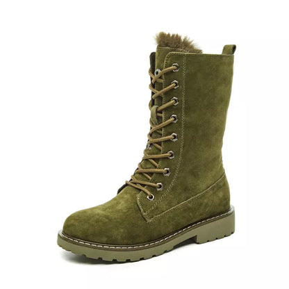 Winter Fur Snow Boots Women's Suede Leather Short Plush Oxford - Executive-Skincare