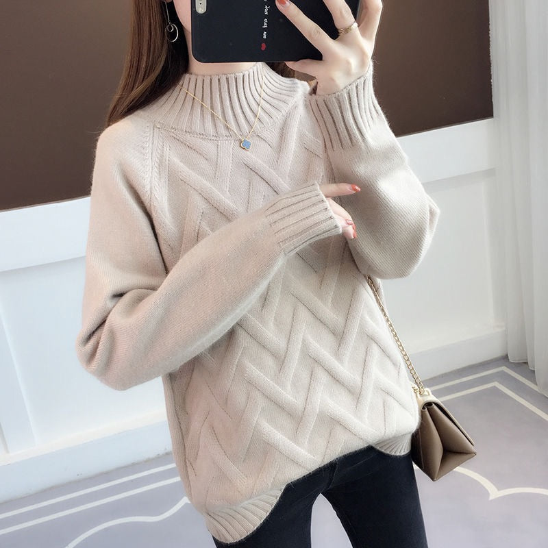 Winter Thicken Plus Velvet Sweaters For Women Casual Warm Knit - Executive-Skincare