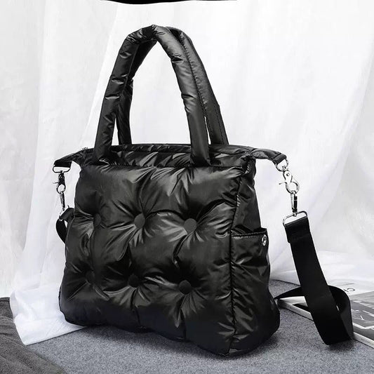 Winter Women Space Pad Cotton Feather Down Bag Bucket Handbag Luxury - Executive-Skincare