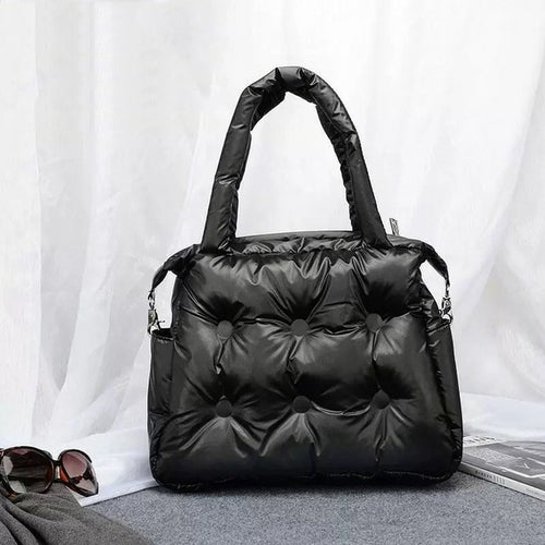 Winter Women Space Pad Cotton Feather Down Bag Bucket Handbag Luxury - Executive-Skincare