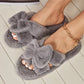 Women Slippers Winter Soft Bow Open Toe Home Cotton Shoes - Executive-Skincare