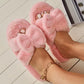 Women Slippers Winter Soft Bow Open Toe Home Cotton Shoes - Executive-Skincare