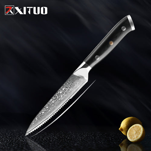 XITUO Damascus steel steak knife g10 handle knife set home dinner - Executive-Skincare