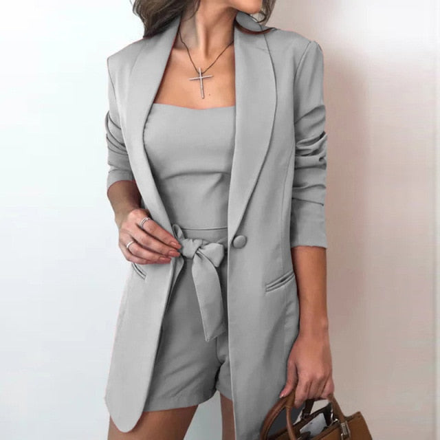 Long-Sleeve Blazer Set - Executive-Skincare