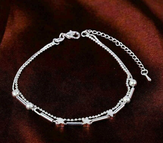 Silver Plated Women's Star Ankle Bracelet - Executive-Skincare