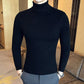 Slim Solid Color Turtleneck Sweater Mens Winter Long Sleeve Warm Knit Sweater Classic Solid Casual Bottoming Shirt