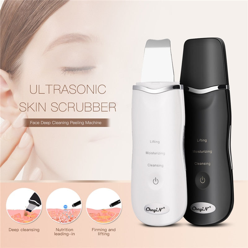 Ultrasonic Skin Scrubber Skin Peeling Extractor Facial Deep Cleaning Beauty Device + Skin Rejuvenation Nano Face Mist Steamer 40 - Executive-Skincare