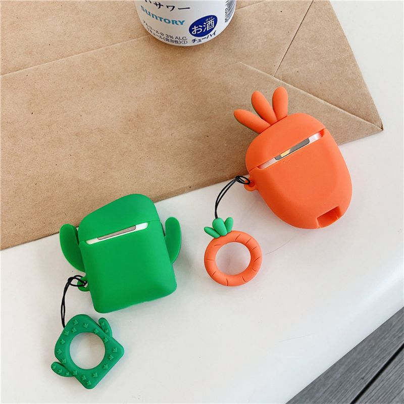 Cute Cactus Carrot Pattern Soft Silicone Protective Cover Shockproof Case Skin for Airpods - Executive-Skincare