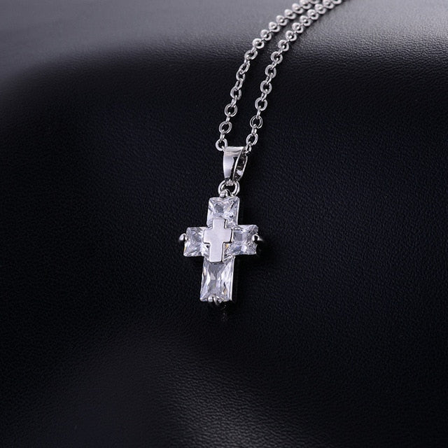 Transparent Cross Necklace and Earrings - Executive-Skincare