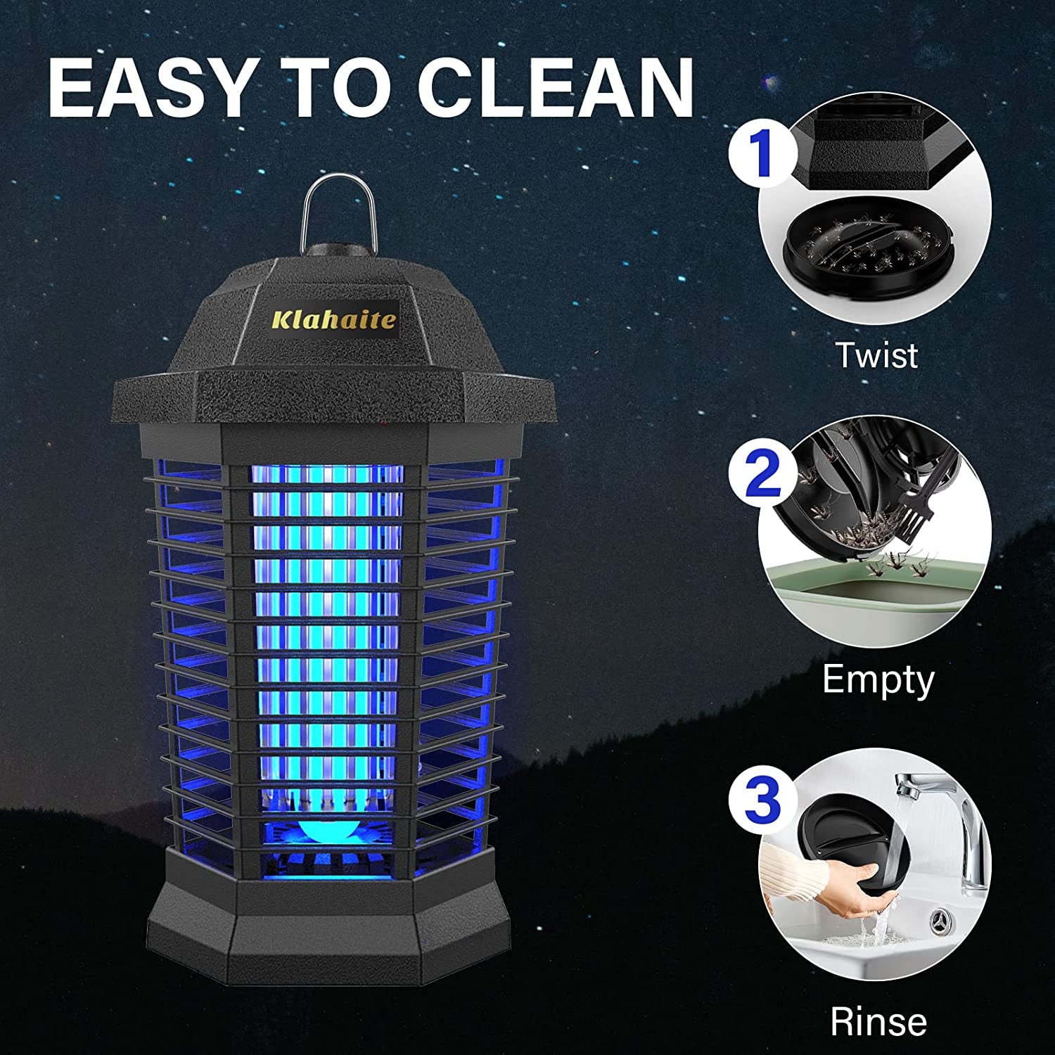 Bug Zapper Outdoor, Mosquito Zapper Indoor, Fly Zapper, Fly Trap, Insect Trap for Garden Backyard Patio