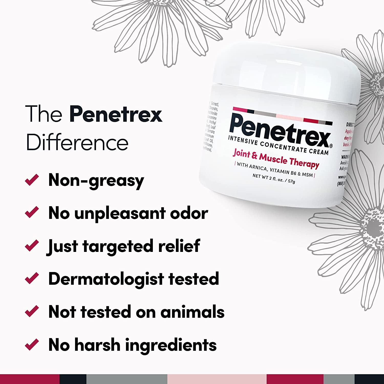 Penetrex Joint & Muscle Therapy – 2Oz Cream – Intensive Concentrate Rub for Joint and Muscle Recovery, Premium Formula with Arnica, Vitamin B6 and MSM Provides Relief for Back, Neck, Hands, Feet