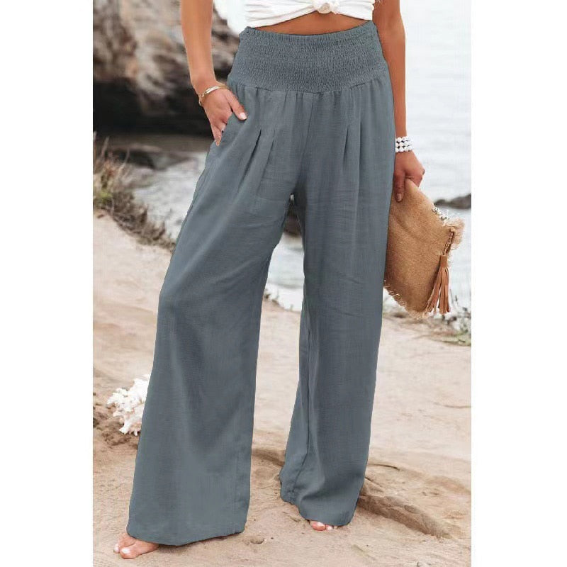 Désir Linen Trousers - Pantalona Model with Pockets and Elastane Coz - Executive-Skincare