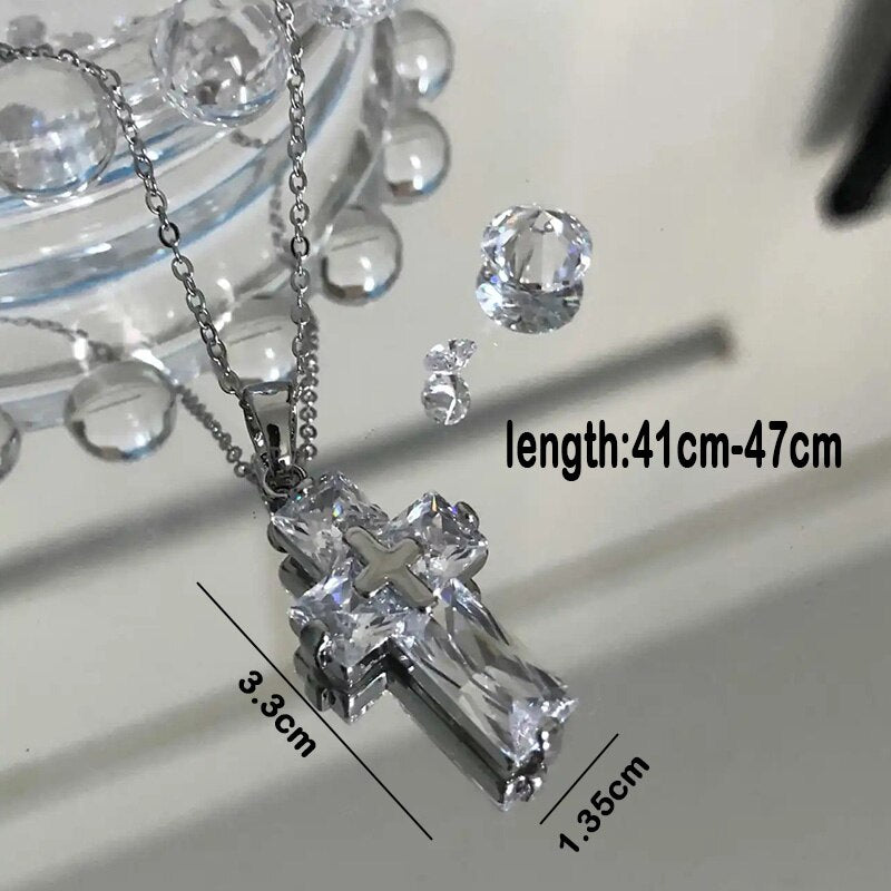 Transparent Cross Necklace and Earrings - Executive-Skincare