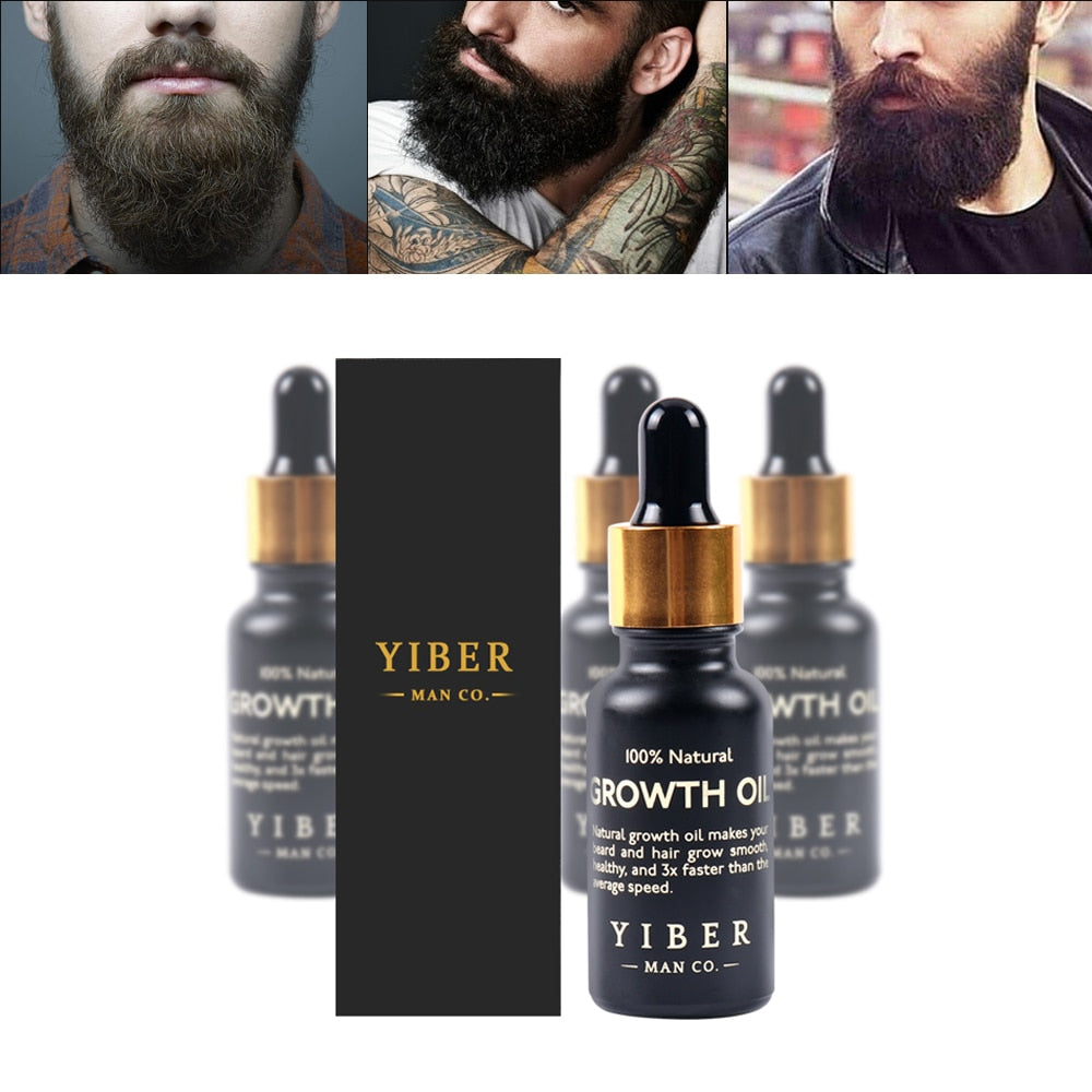 Men Beard Growth  Oil Kit Soften Hair Growth Nourishing Enhancer Beard Wax Balm Moustache Oil Leave-In Conditioner Beard Care - Executive-Skincare