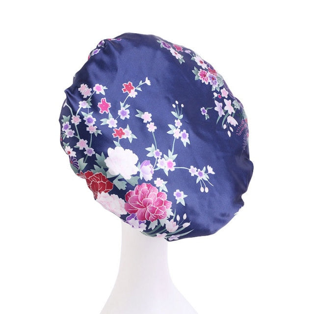 Women Satin Round Cap Sleep Hat Hair Protection Care - Executive-Skincare