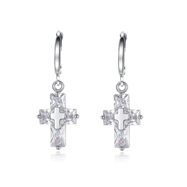 Transparent Cross Necklace and Earrings - Executive-Skincare