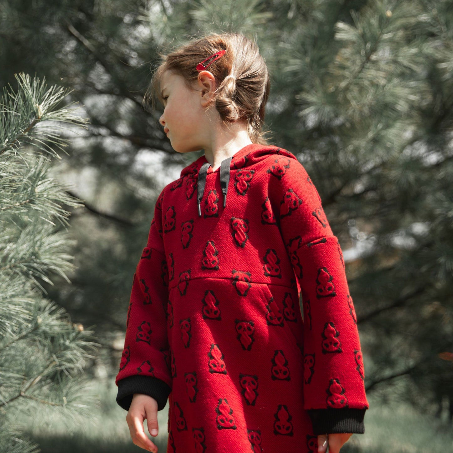 Red Hooded Jacquard Dress - Executive-Skincare