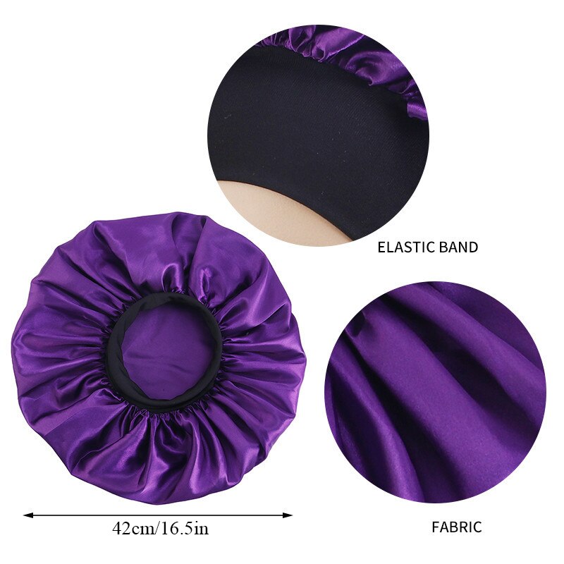 Women Satin Round Cap Sleep Hat Hair Protection Care - Executive-Skincare