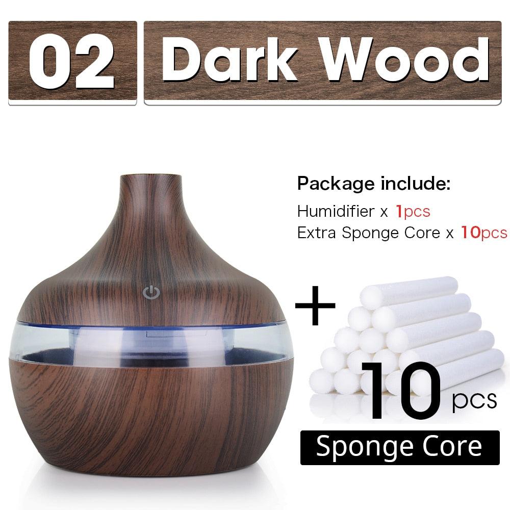 300ML USB Air Humidifier Electric Aroma Diffuser Mist Wood Grain Oil Aromatherapy Mini Have 7 LED Light For Car Home Office - Image #8