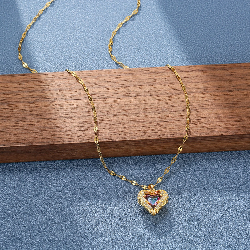 Ocean Heart Crystal Necklace - Executive-Skincare