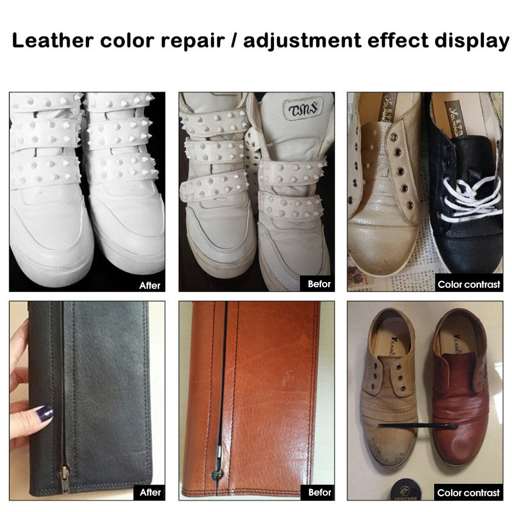 Leather Recoloring Balm Repair Kit Liquid Skin Repair Tool Auto Seat Holes Scratch Cracks rips restoration set shoes No Heat - Executive-Skincare