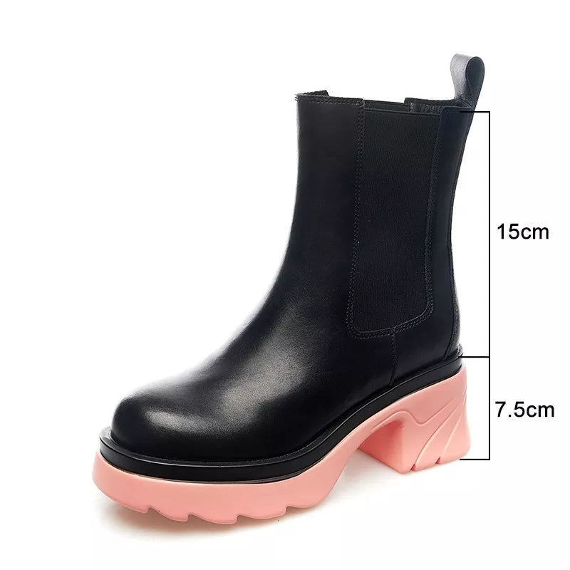 Winter Warm Plush Women's Boots High-heeled Thick-heeled Martin Boots - Executive-Skincare