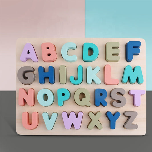 Wooden Puzzle Toy Game - English Letters ABC Numbers Learning for Kids - Executive-Skincare