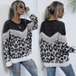 Womens Leopard Print Round Neck Sweater - Executive-Skincare