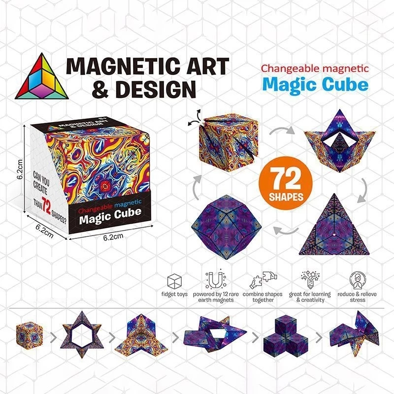 3D Changeable Magnetic Magic Cube For Kids Puzzle Cube Antistress Toy - Executive-Skincare