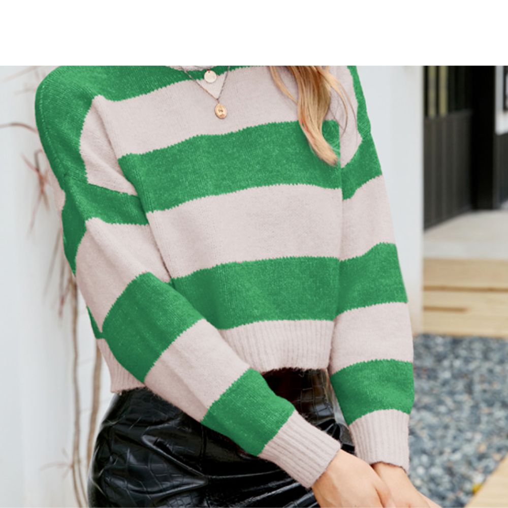 Womens Cropped Striped Sweater - Executive-Skincare