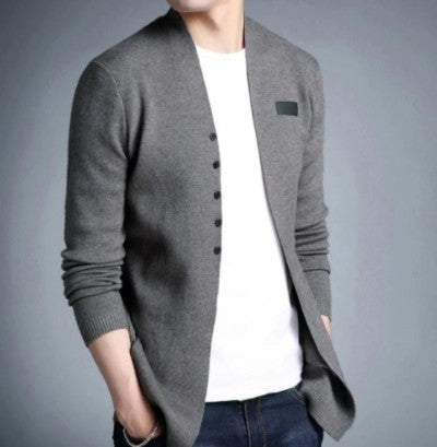 Mens Slim Fit Cardigan with Button Design - Executive-Skincare