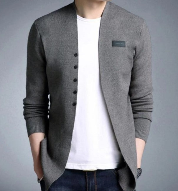 Mens Slim Fit Cardigan with Button Design - Executive-Skincare