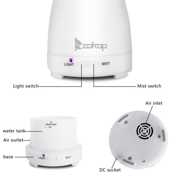 200ML RGB Color Cycling Aroma Diffuser with Controller - Executive-Skincare