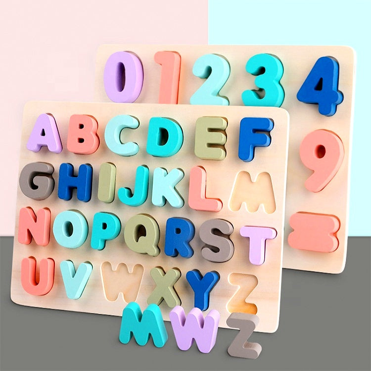 Wooden Puzzle Toy Game - English Letters ABC Numbers Learning for Kids - Executive-Skincare