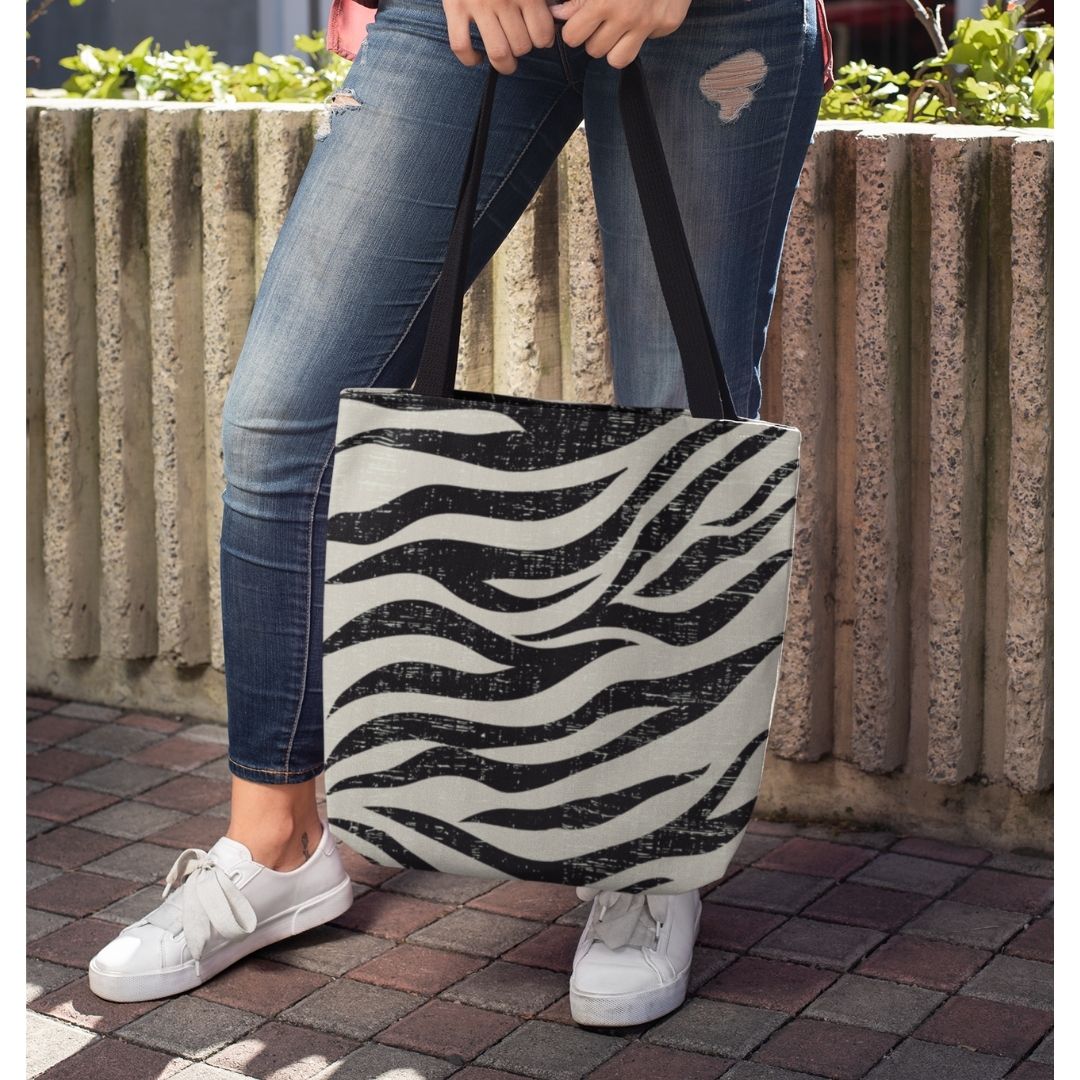 Double Sided Zebra Print Beach Shopper Tote Bag Medium - Executive-Skincare