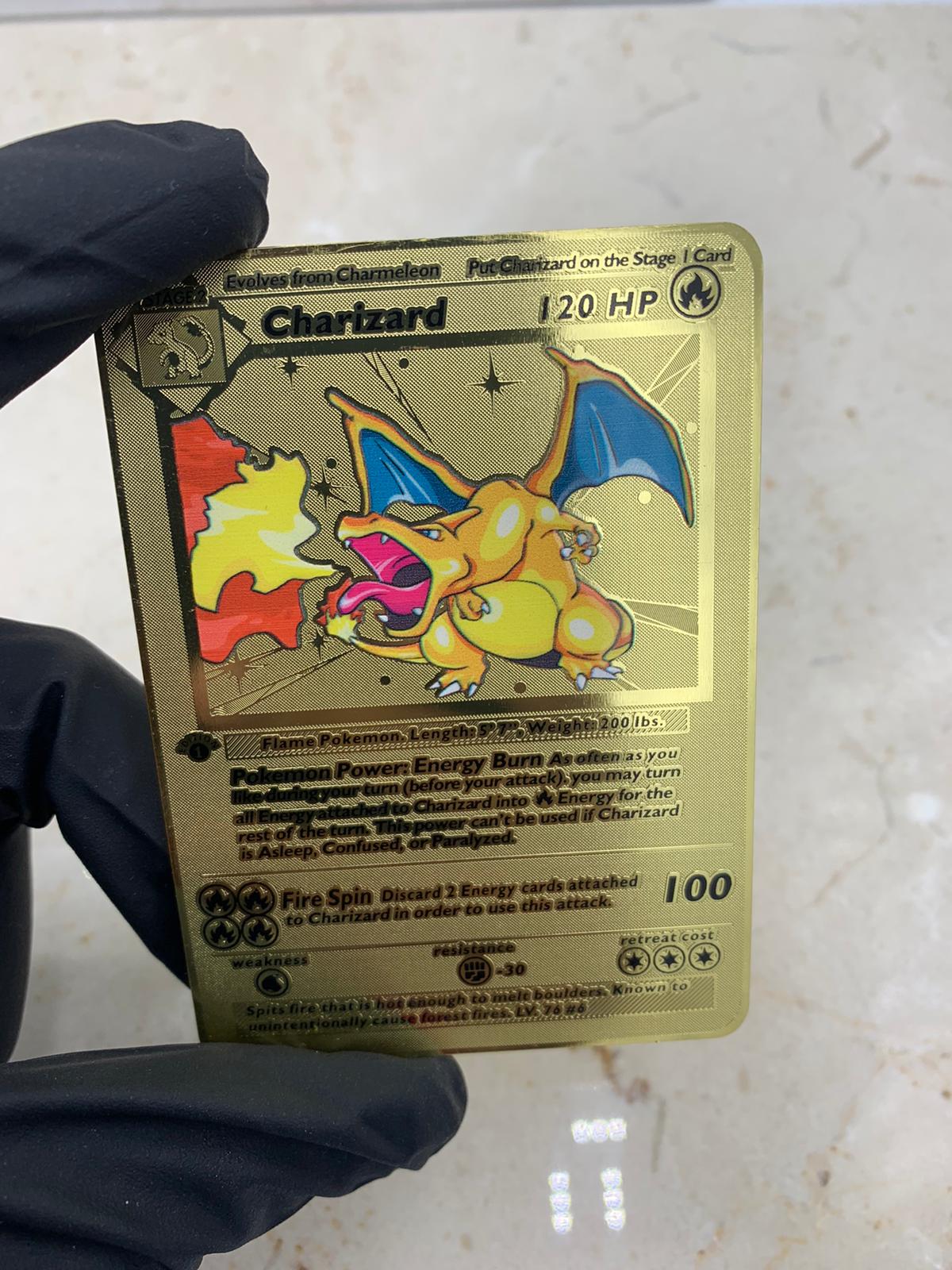 Metal Pokemon Cards Charizard Blastoise Venusaur Base Set Gold - Executive-Skincare