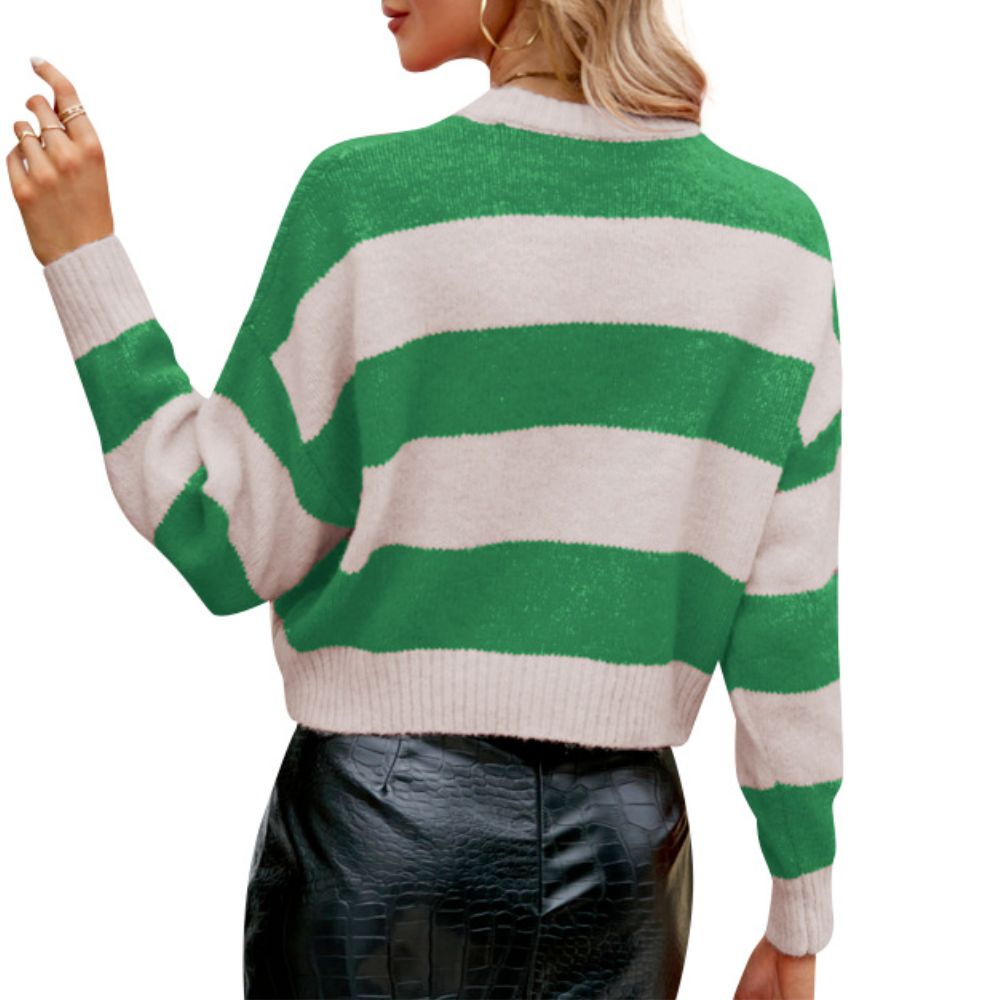 Womens Cropped Striped Sweater - Executive-Skincare