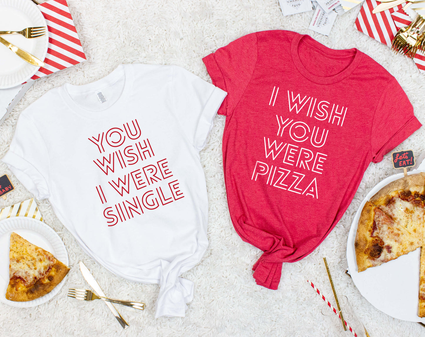 Pizza Theme Tees - You Wish I Was Single | Wish You Were Pizza | Bachelorette T-Shirt - Executive-Skincare