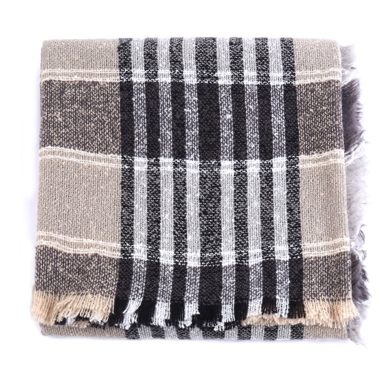 Ladies Circle Gauze Plaid Bristle Square Scarf - Executive-Skincare