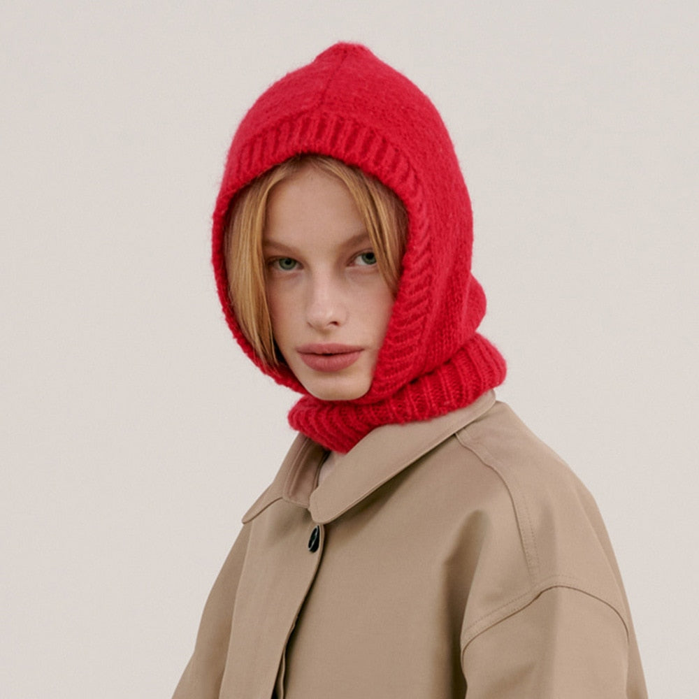 Women's Knitted Balaclava Collar Bonnet - Executive-Skincare