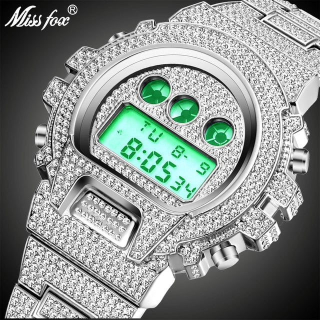 Ladies Digital Diamond Quartz Wristwatches - Executive-Skincare