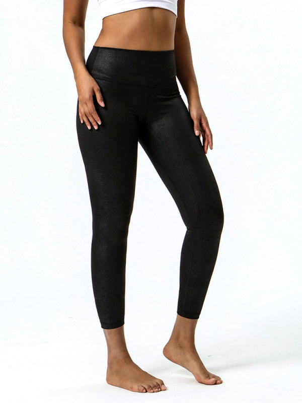 Textured-leather high-stretch yoga pants - Executive-Skincare