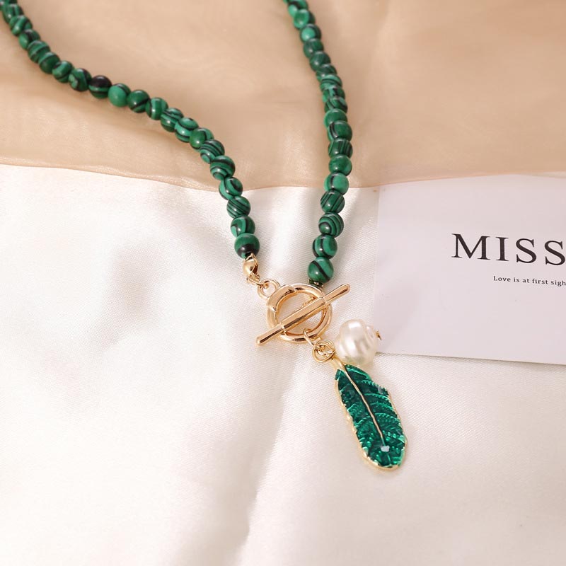 Spirit of Nature Malachite Pearl Necklace and Bracelet - Executive-Skincare