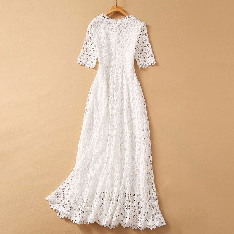 Elegant Long White Dress - Executive-Skincare