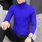 Slim Solid Color Turtleneck Sweater Mens Winter Long Sleeve Warm Knit Sweater Classic Solid Casual Bottoming Shirt