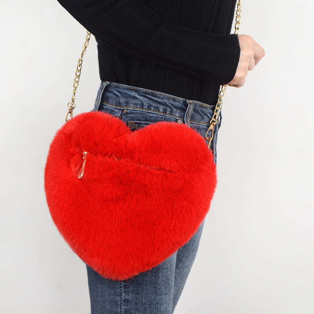 Love Bags For Women Plush Chain Shoulder Bags Valentine's Day Party Bag - Executive-Skincare