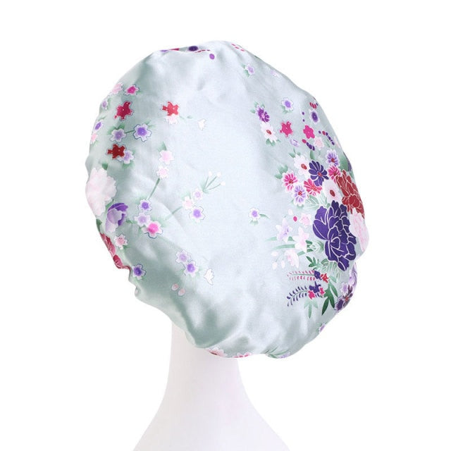 Women Satin Round Cap Sleep Hat Hair Protection Care - Executive-Skincare