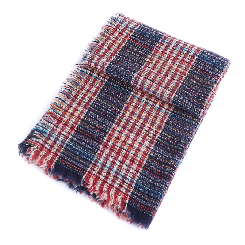 Ladies Circle Gauze Plaid Bristle Square Scarf - Executive-Skincare