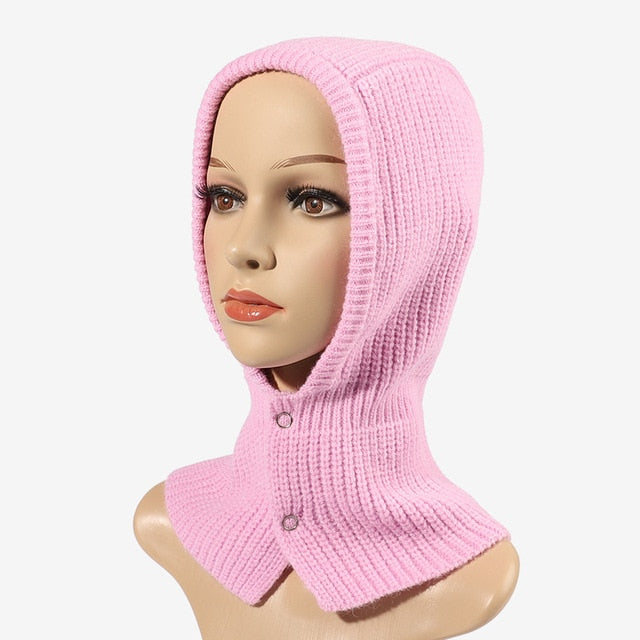 Women's Knitted Balaclava Collar Bonnet - Executive-Skincare