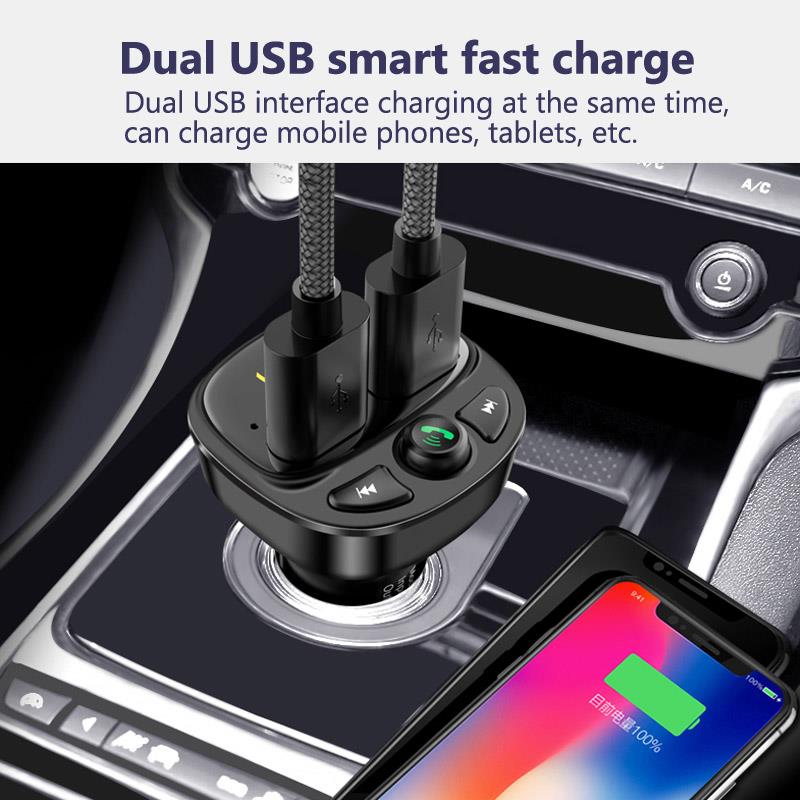 Car FM Transmitter Bluetooth 5.0 Dual USB Charger - Executive-Skincare